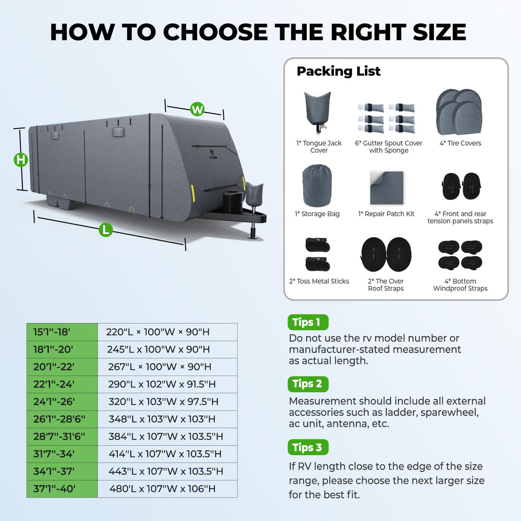 20-22FT Heavy Duty 9 Layers Travel Trailer Cover S44884