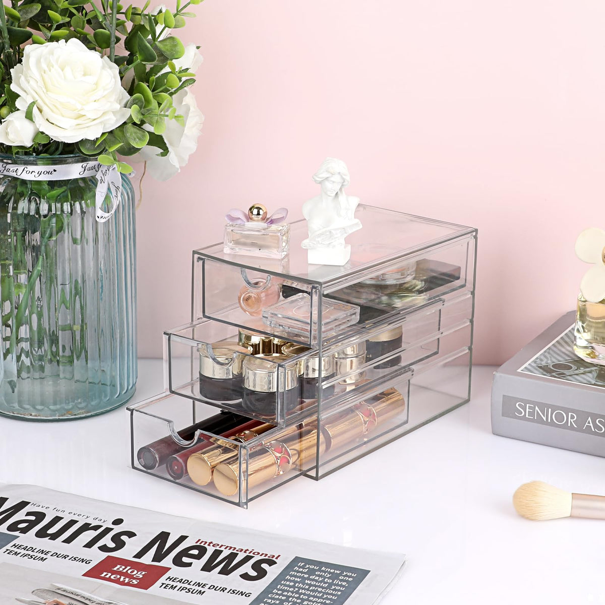 3 Drawer Clear Acrylic Desktop Organizer G87973