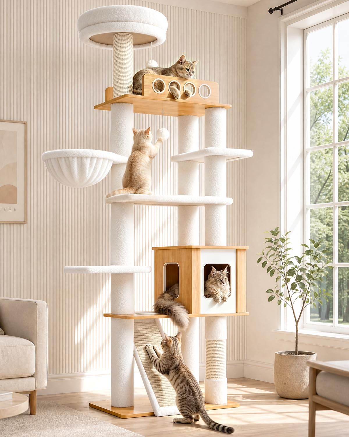 70" Wood Cat Tree for Large Cats G735