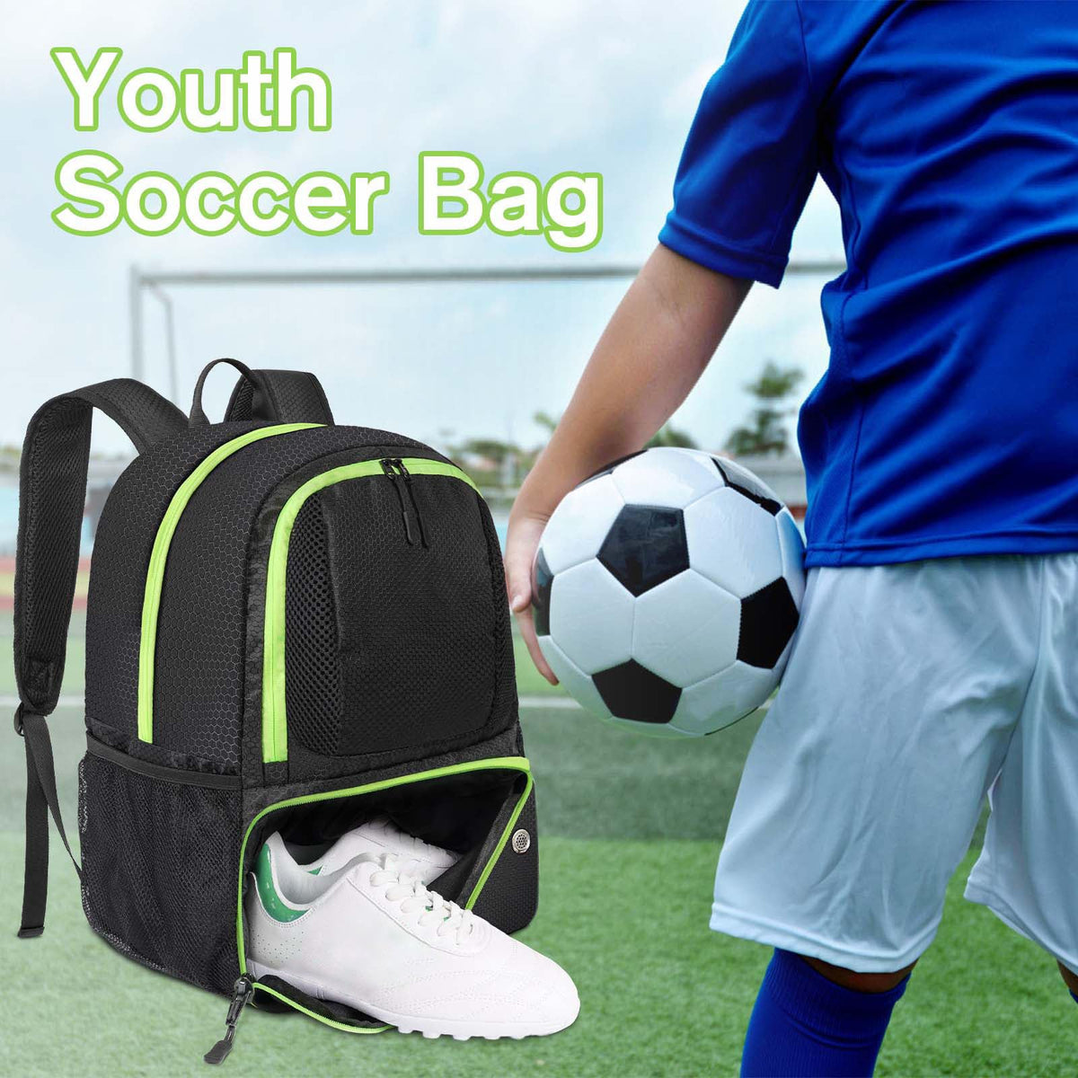 Soccer Backpack with Ball Holder and Shoe Compartment Q30522