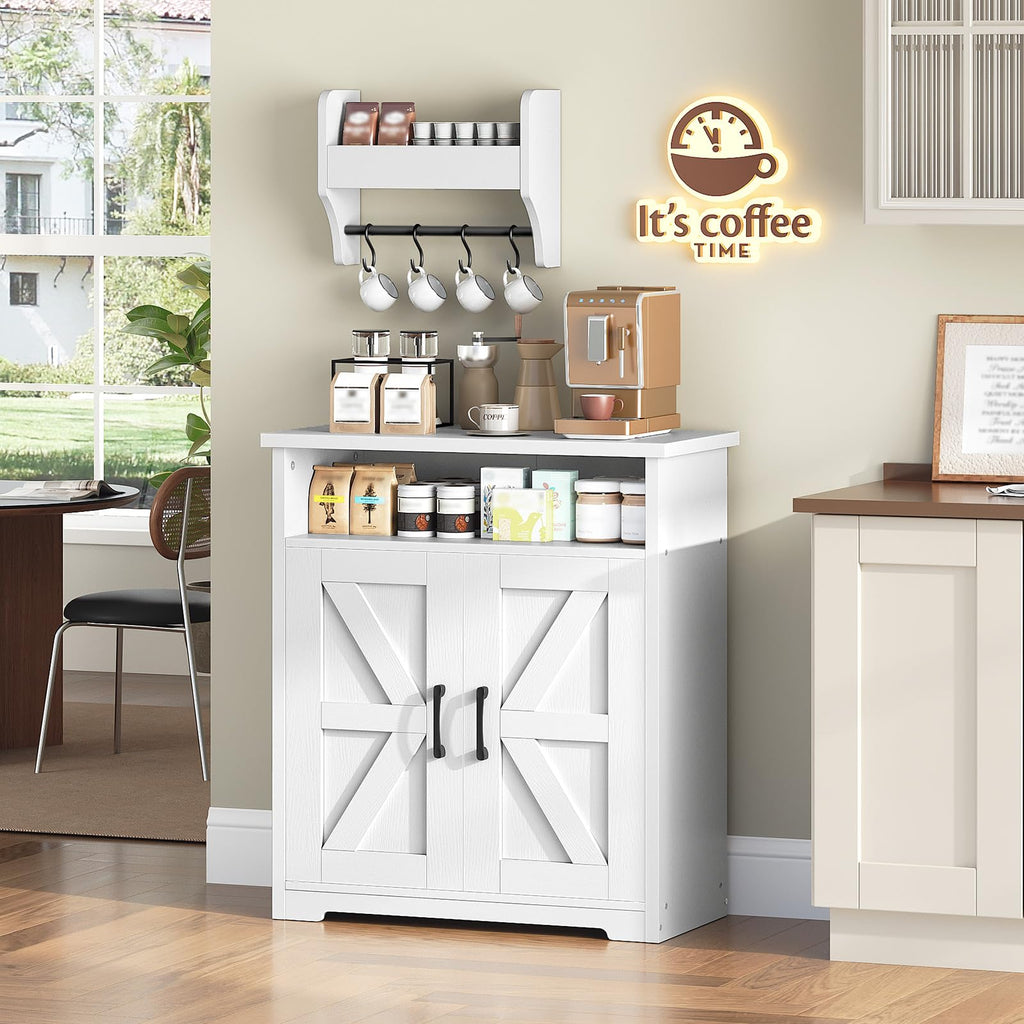 White Coffee Bar Cabinet with Storage E216988