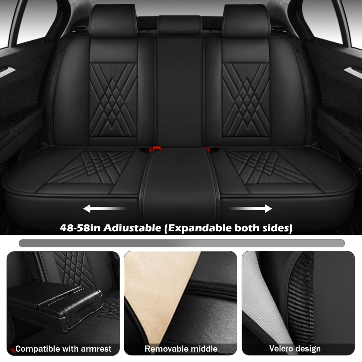 Black Red Full Set Car Seat Covers F15474