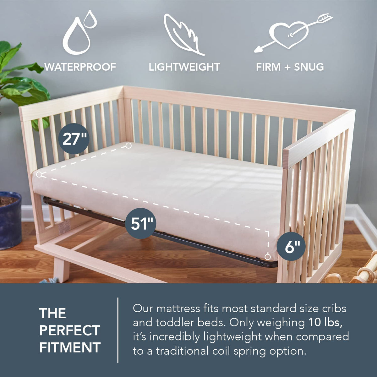 Organic 2-Stage Lightweight Waterproof Crib Mattress M97795