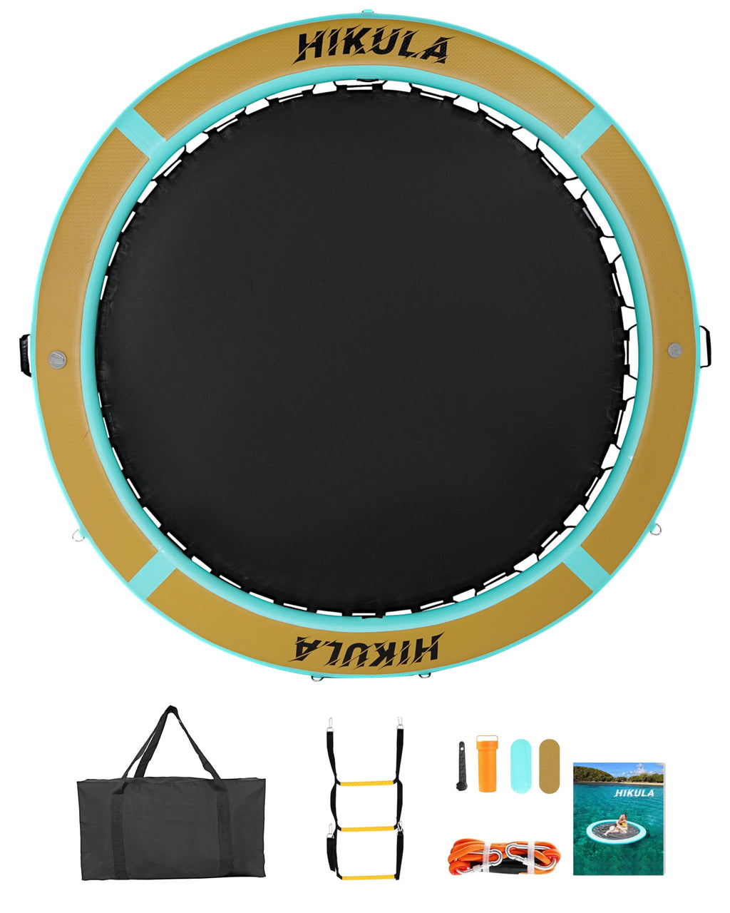 Inflatable Round Floating Ring Water Hammock Dock with Water Ladder and Cup Holder F565