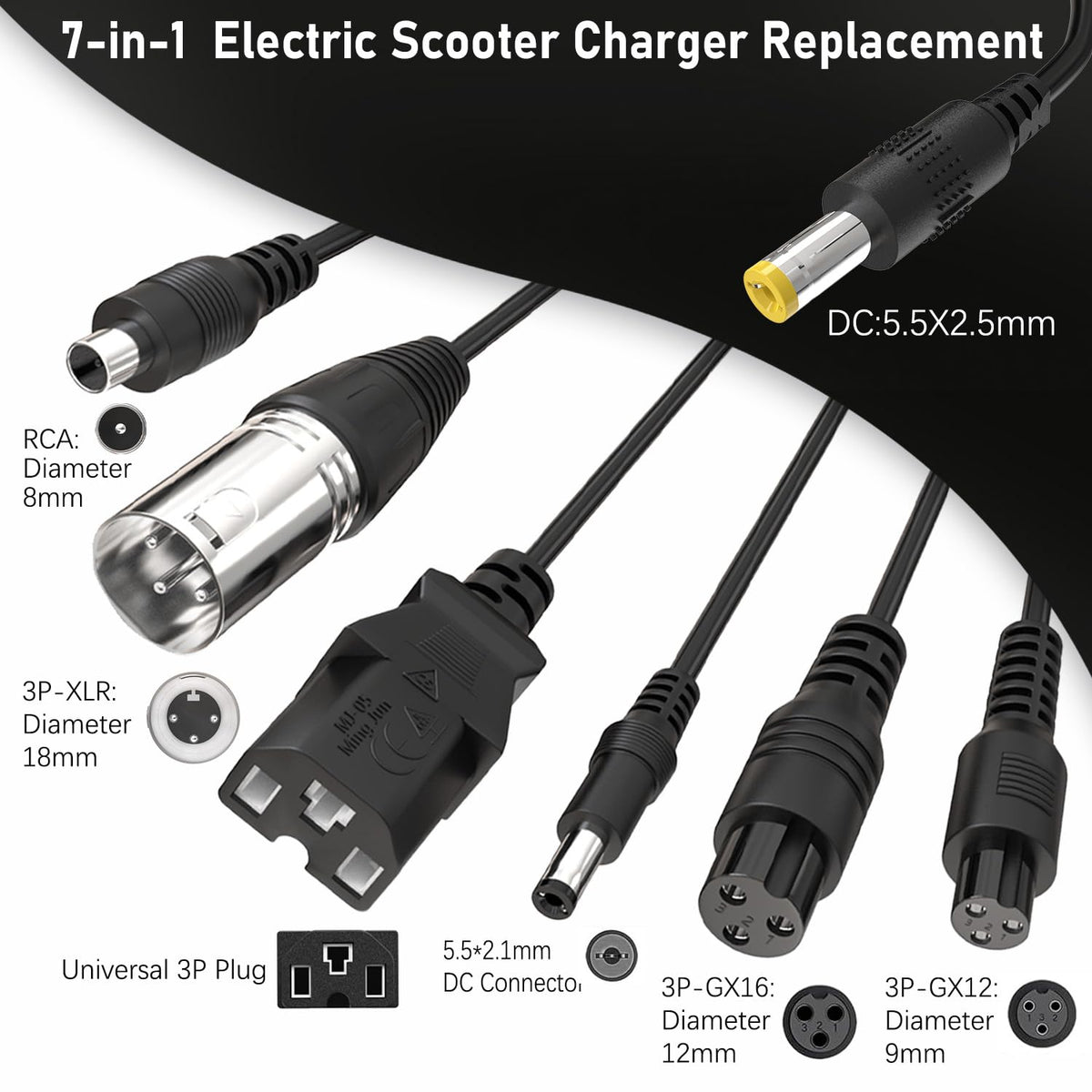 42V 2A Electric Scooter Charger with 7 Plugs M207
