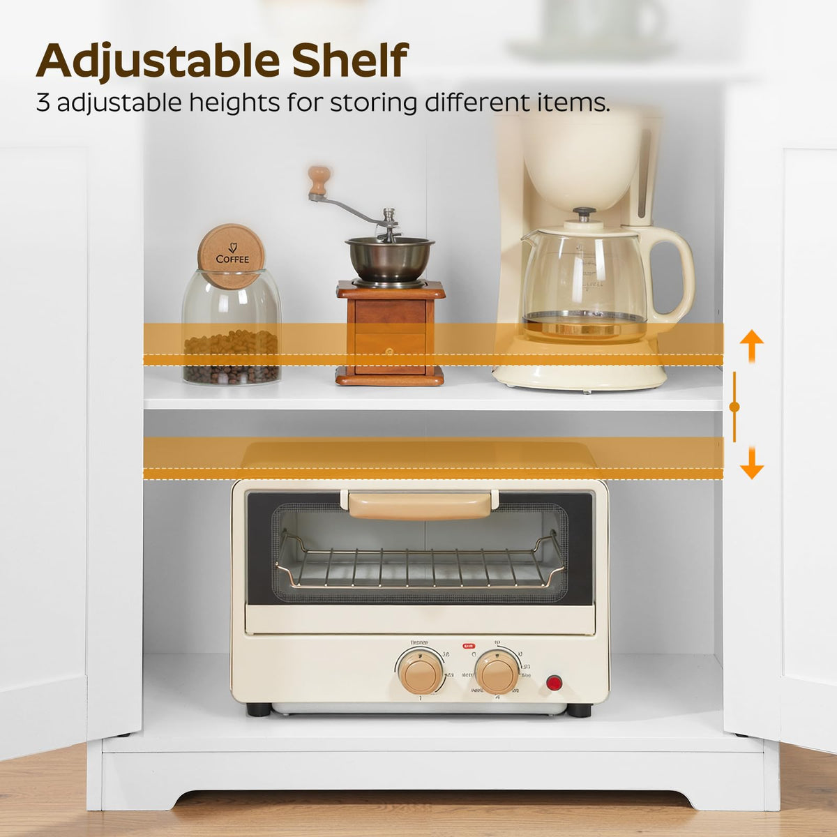 White Coffee Bar Cabinet with Storage E216988
