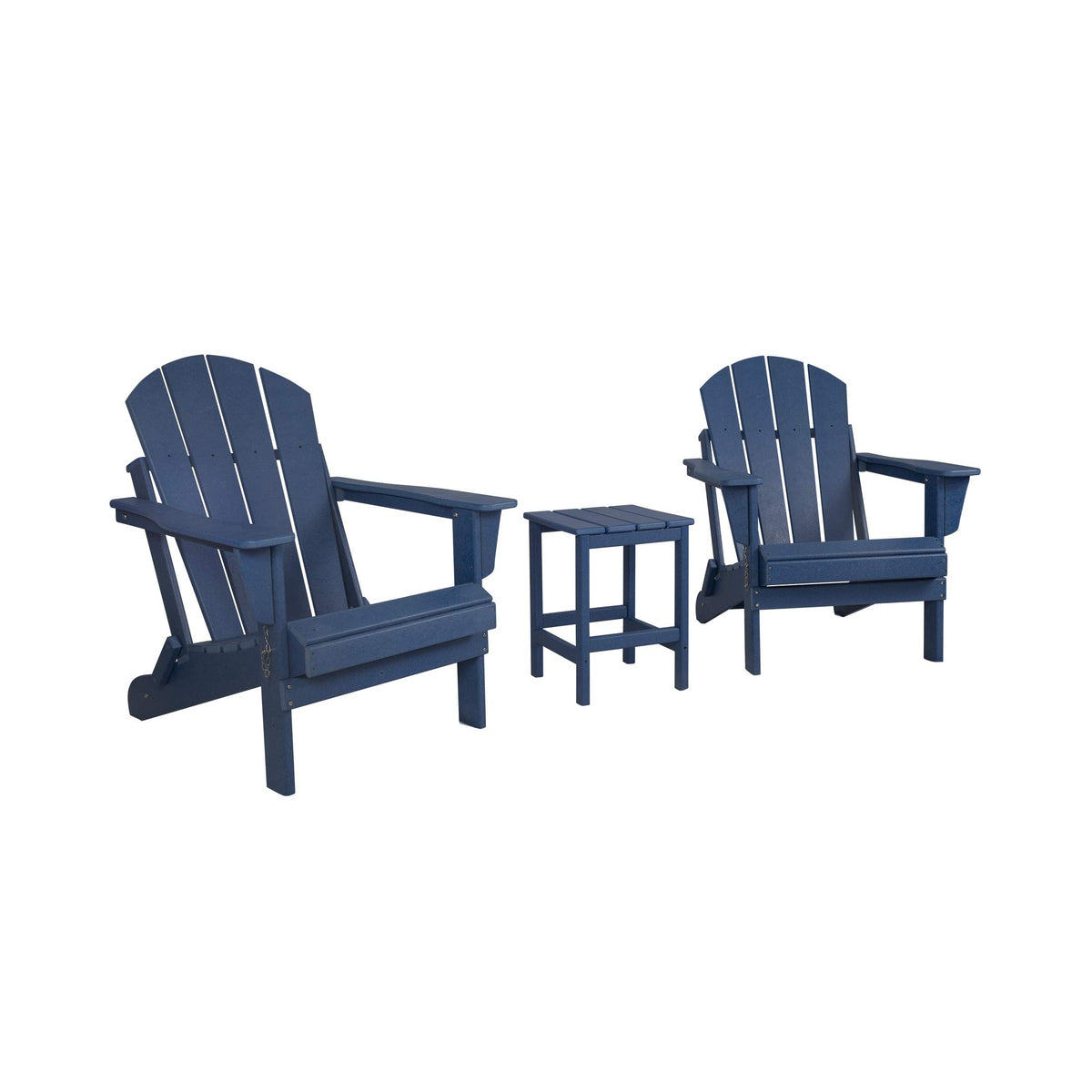 Navy Blue 3-Pieces Adirondack Chairs Set with Side Table B71968