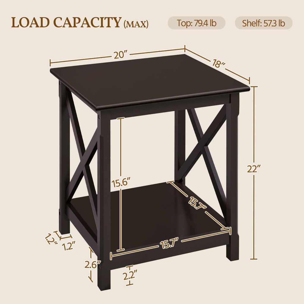 Espresso 20 x 18 Inch End Table Set of 2 V259249