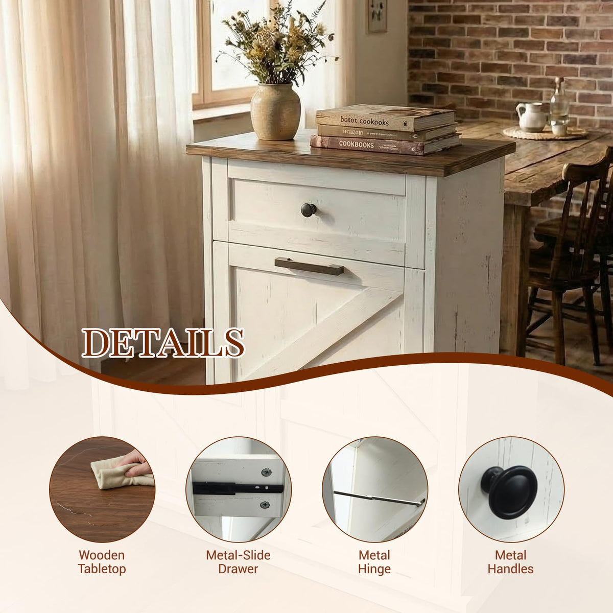 10 Gallon Tilt Out Trash Cabinet with Storage Drawer Z6406