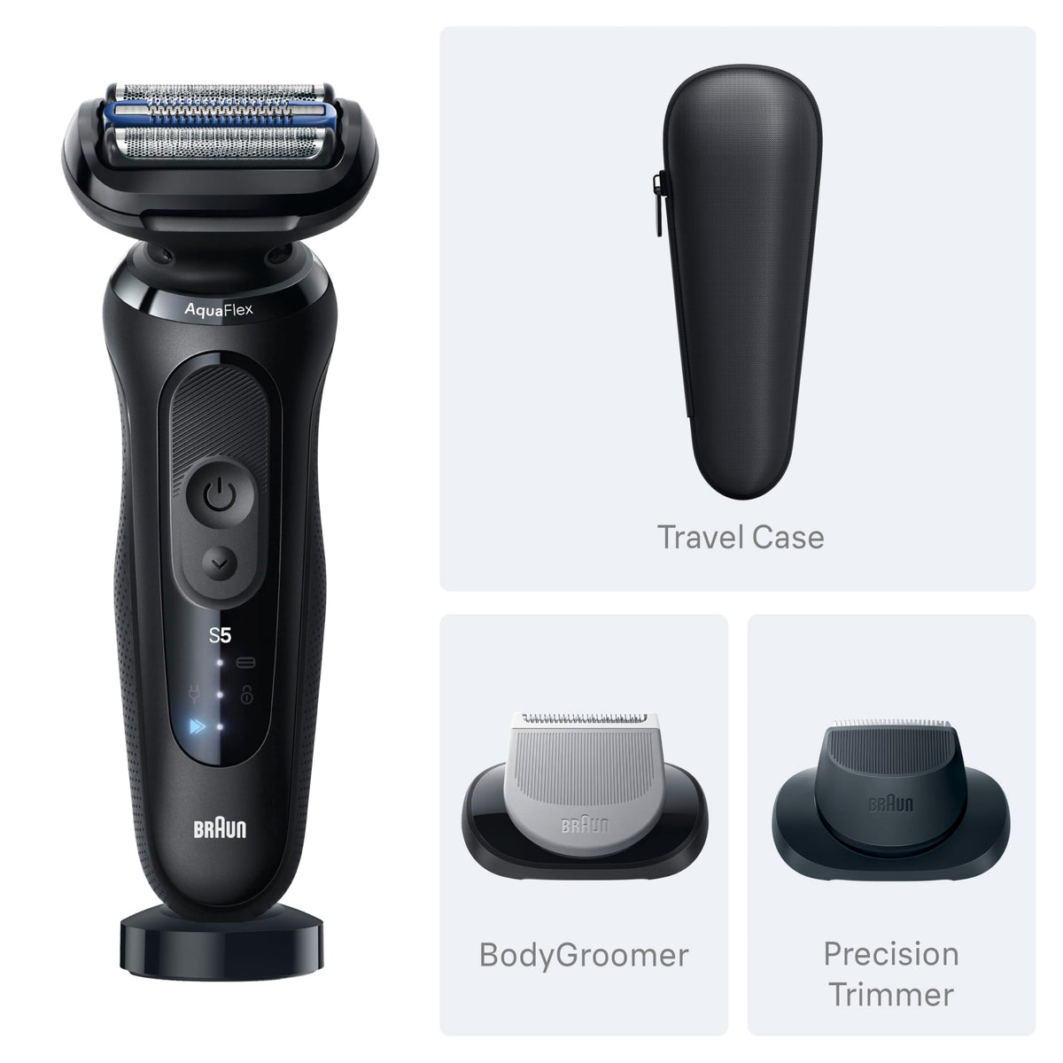 Black Wet & Dry Electric Shaver with Trimmer B1775