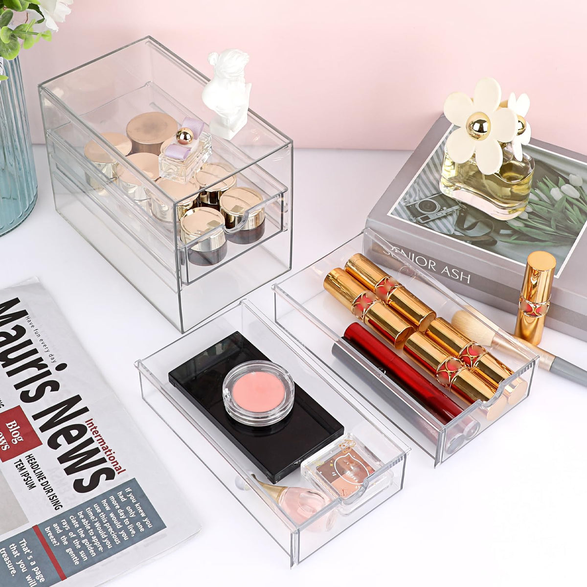 3 Drawer Clear Acrylic Desktop Organizer G87973