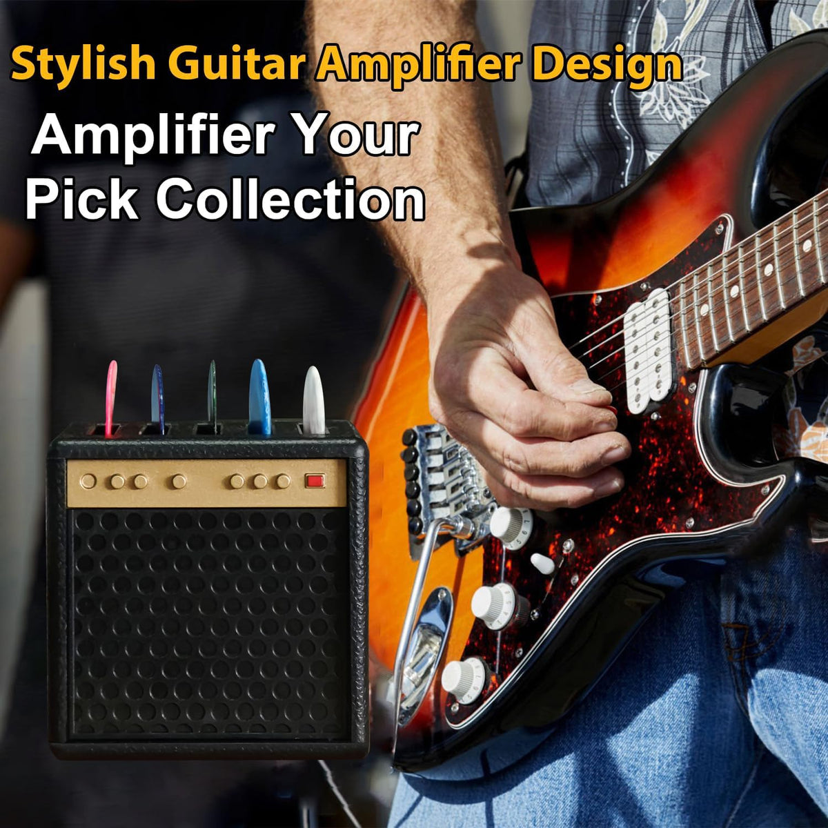 Guitar Picks Holder Box with 5 Guitar Picks S1009