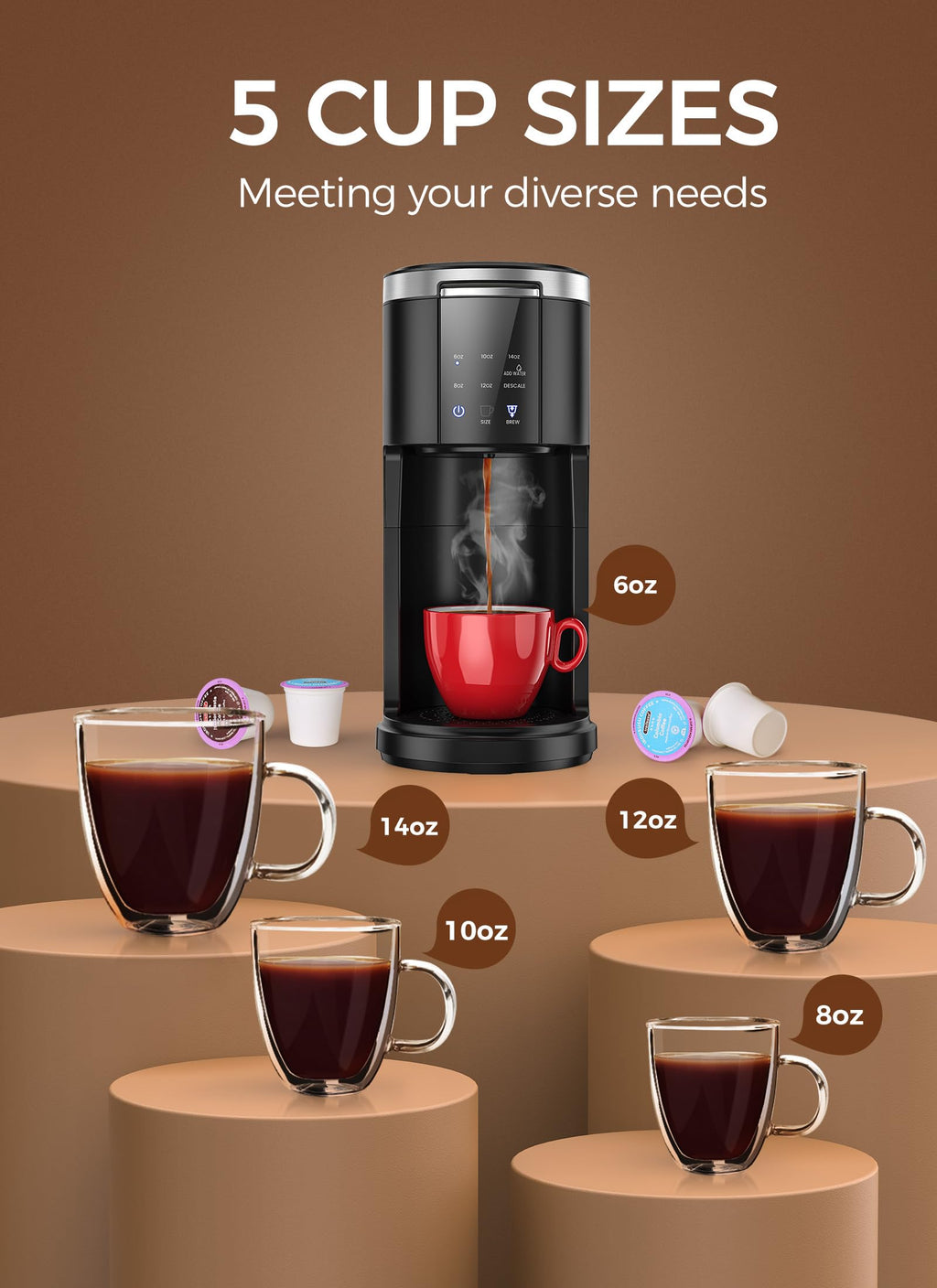 Single Serve Coffee Maker with 40 Oz Water Tank, Satin Black G1462