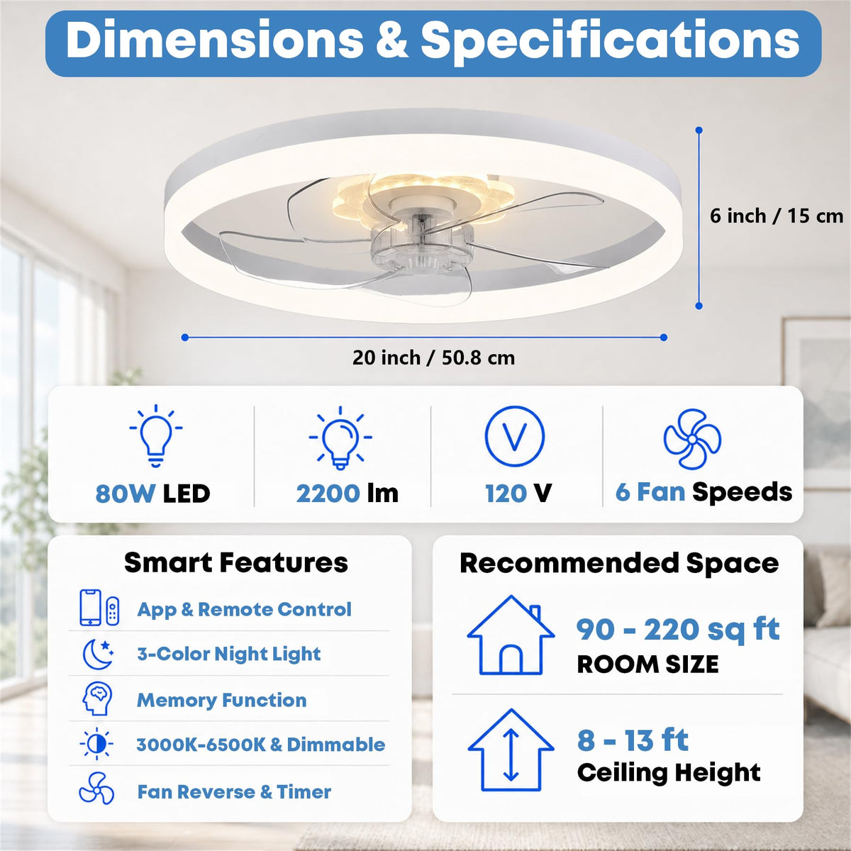 20'' Ceiling Fan with Light and Remote Z199186