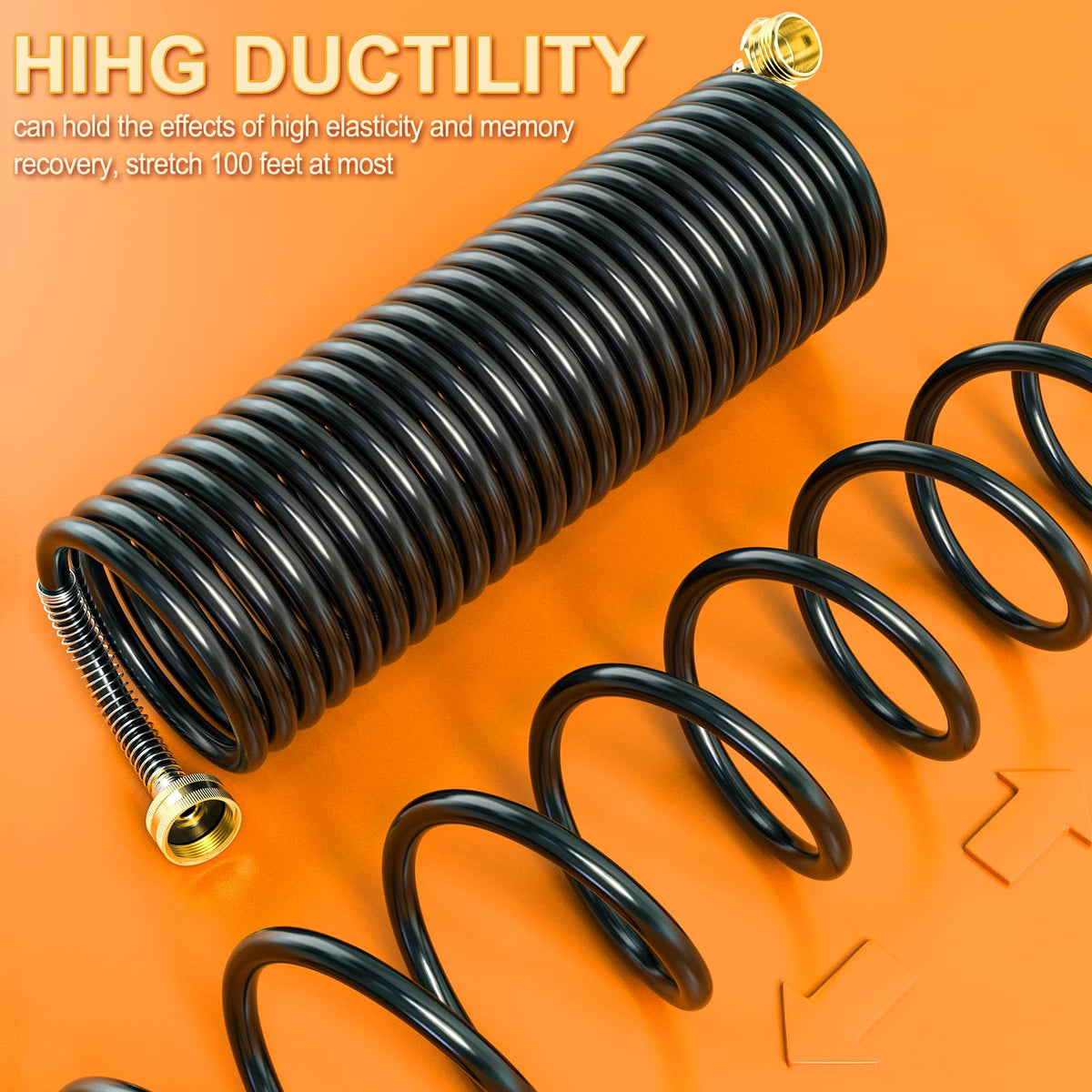 100FT x 3/8" Coil Expandable Garden Hose with 8 Patterns Spray Nozzle K757
