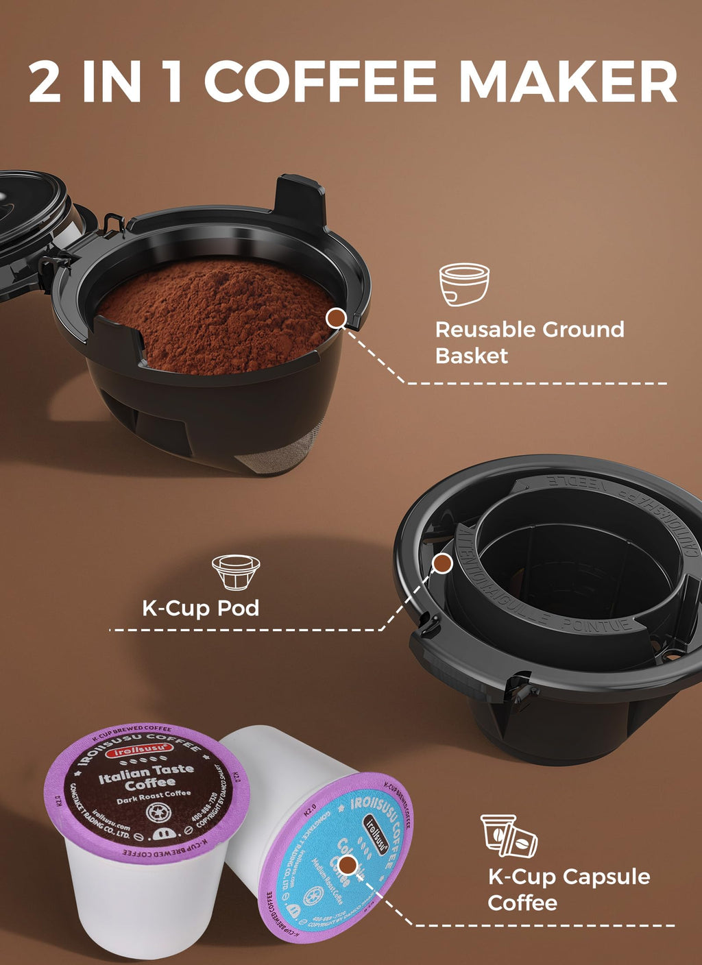 Single Serve Coffee Maker with 40 Oz Water Tank, Satin Black G1462