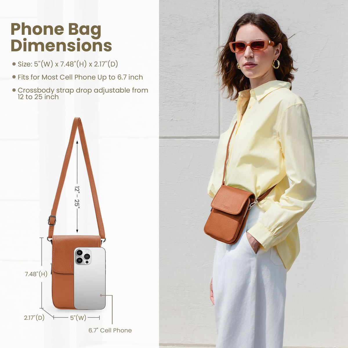 Genuine Leather Crossbody Bag with RFID Blocking Card Slots O591428