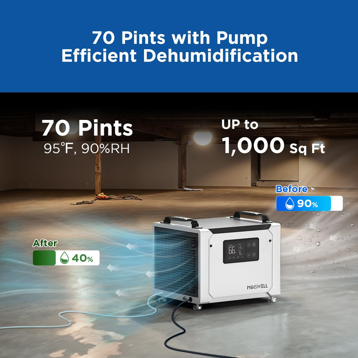 70 Pints Commercial Dehumidifier with Pump A397