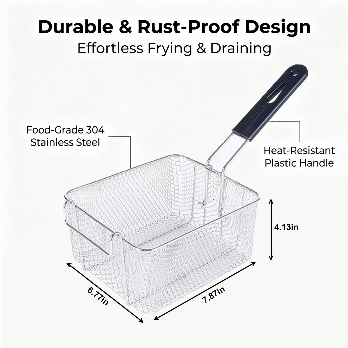 Stainless Steel Fry Basket with Detachable Handle W400066