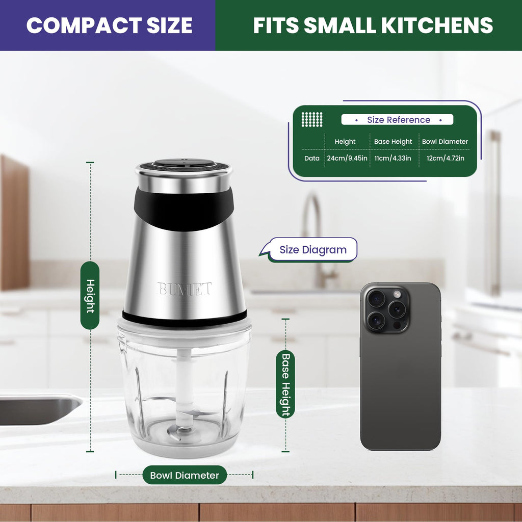 500W Mini Chopper 2.5-Cup Glass Bowl H5555