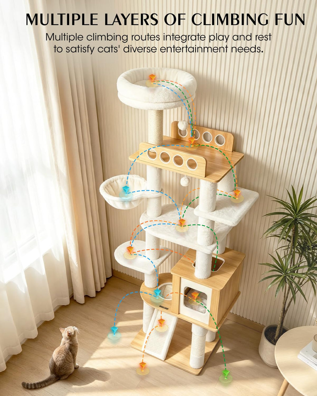 70" Wood Cat Tree for Large Cats G735
