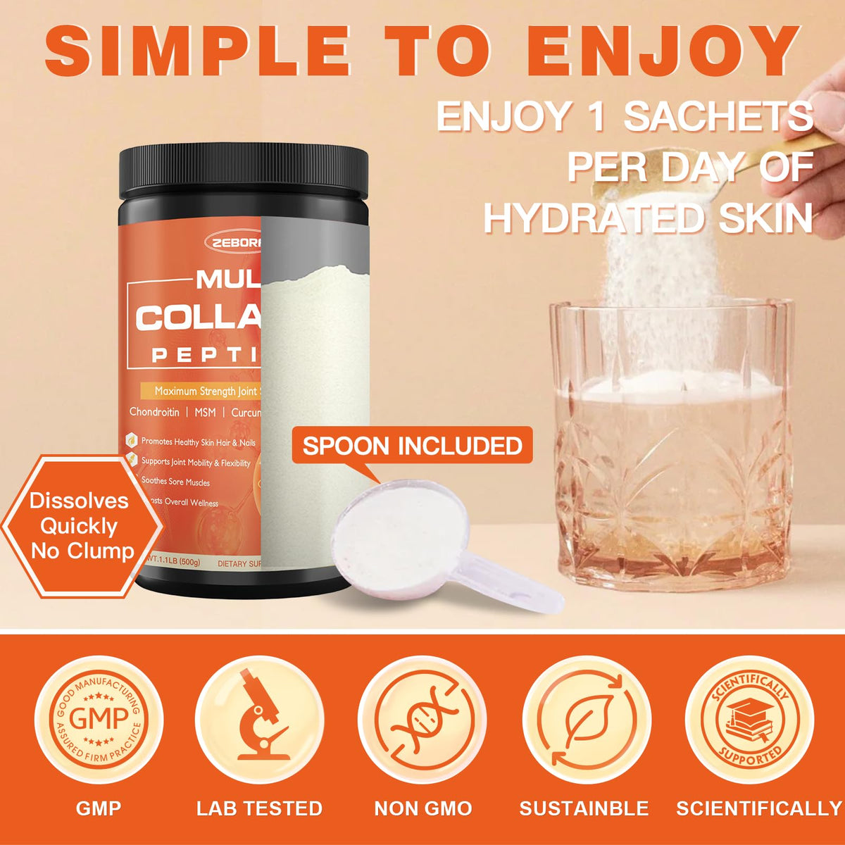 Multi Collagen Peptides Powder with MSM & CS I250058