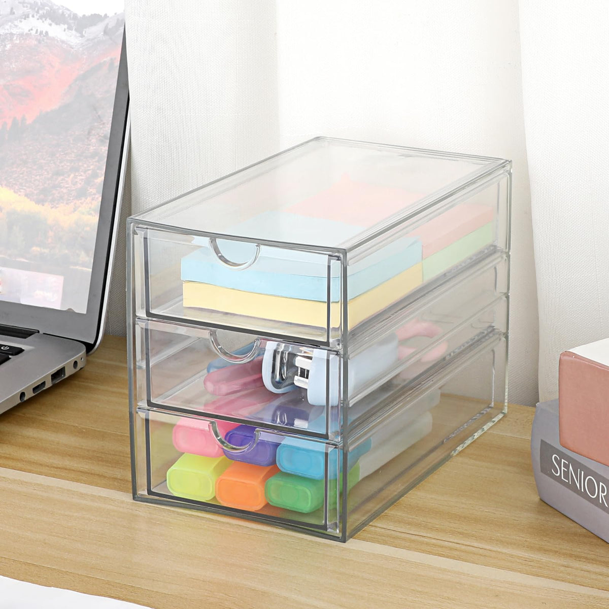 3 Drawer Clear Acrylic Desktop Organizer G87973