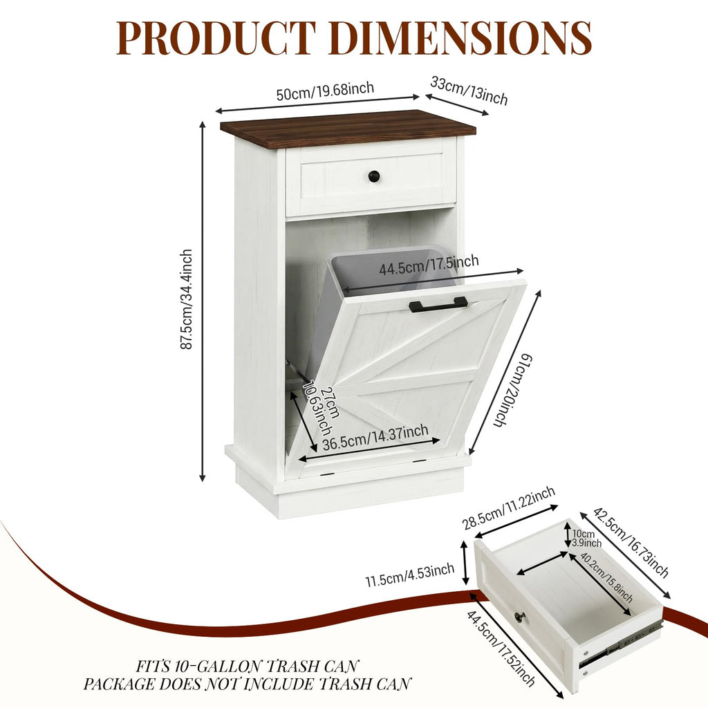 10 Gallon Tilt Out Trash Cabinet with Storage Drawer Z6406