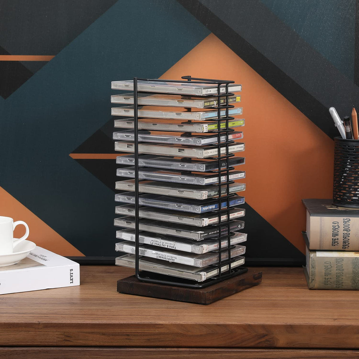 Black Metal CD Storage Rack Q5358