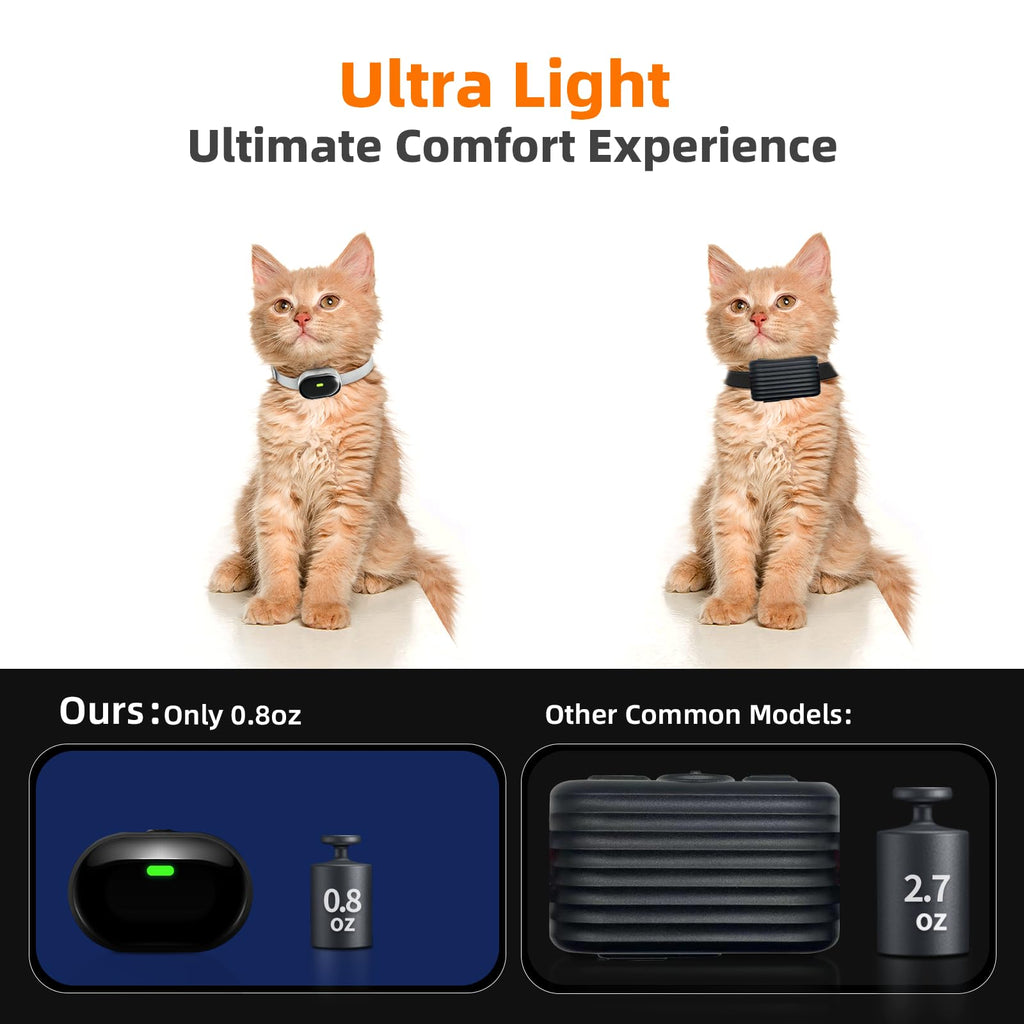 Ultra-Small Cat Training Collar with Remote, Waterproof, Rechargeable (Beige) I94626
