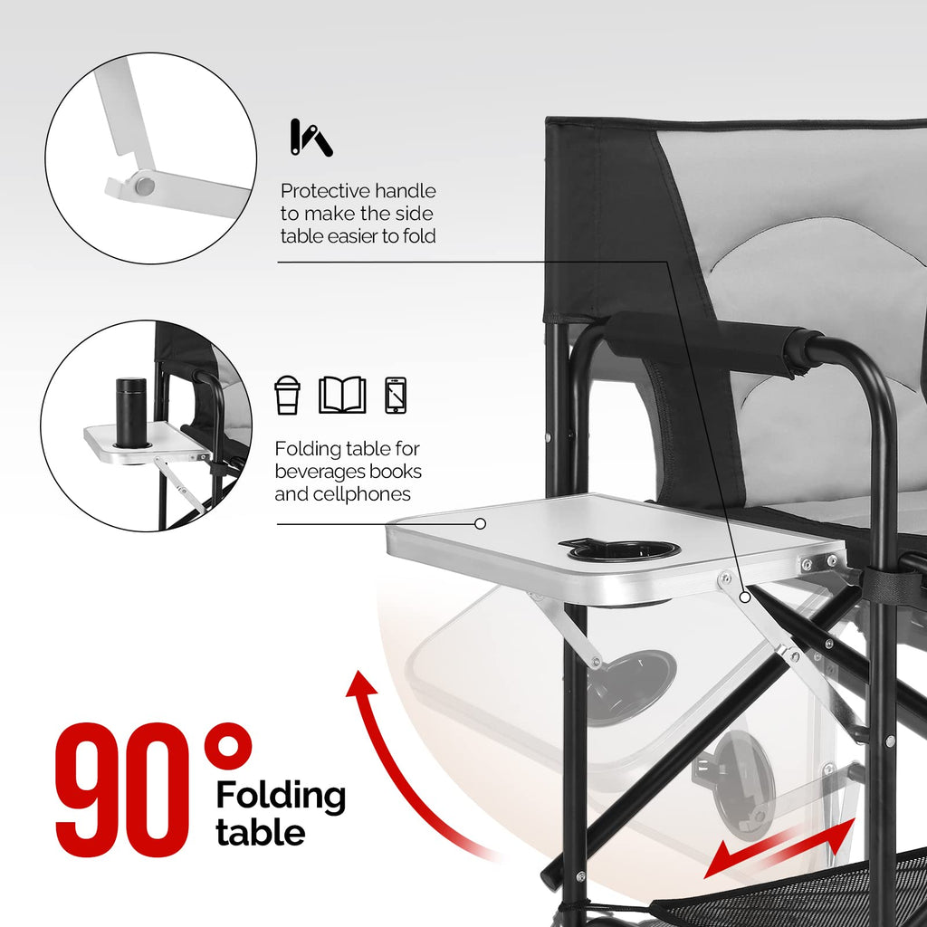 Extra Tall Portable Folding Makeup Artist Chair with Side Table B4595