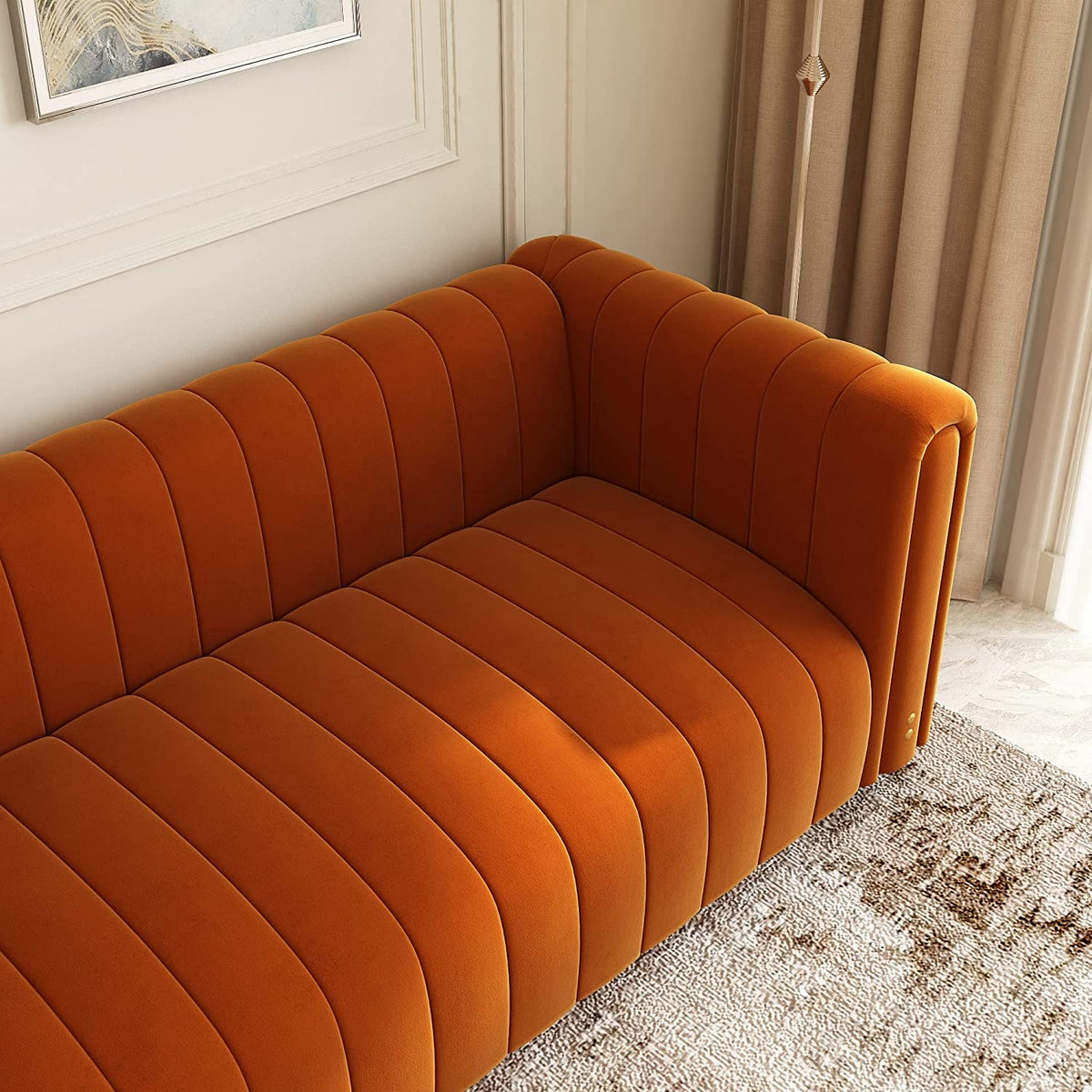 Orange Velvet 3 Seat Sofa R848228