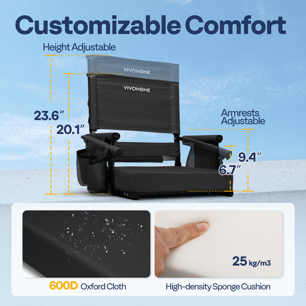 Adjustable High Back Stadium Seats with Cushion E404042