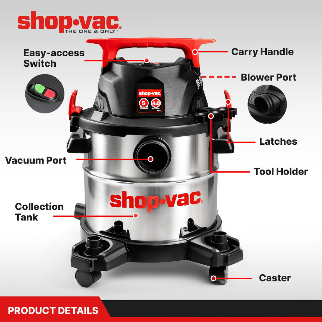 Wet/Dry Vacuum with Blower, 5 Gallon, 4 Peak HP O936