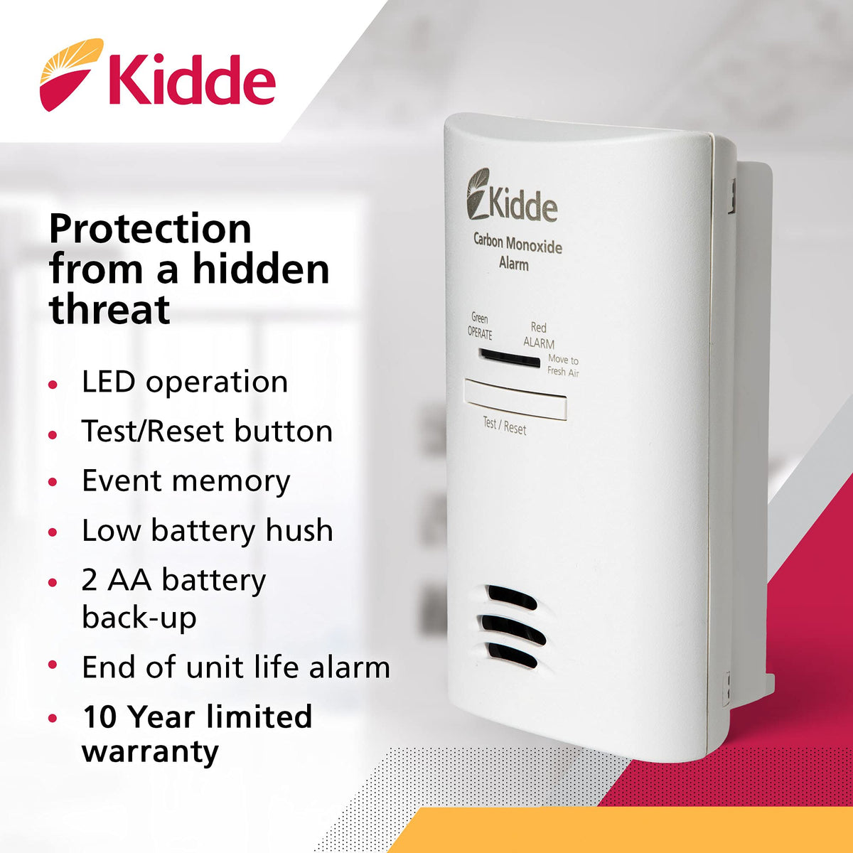 Carbon Monoxide Detector with AA Battery Backup P775519