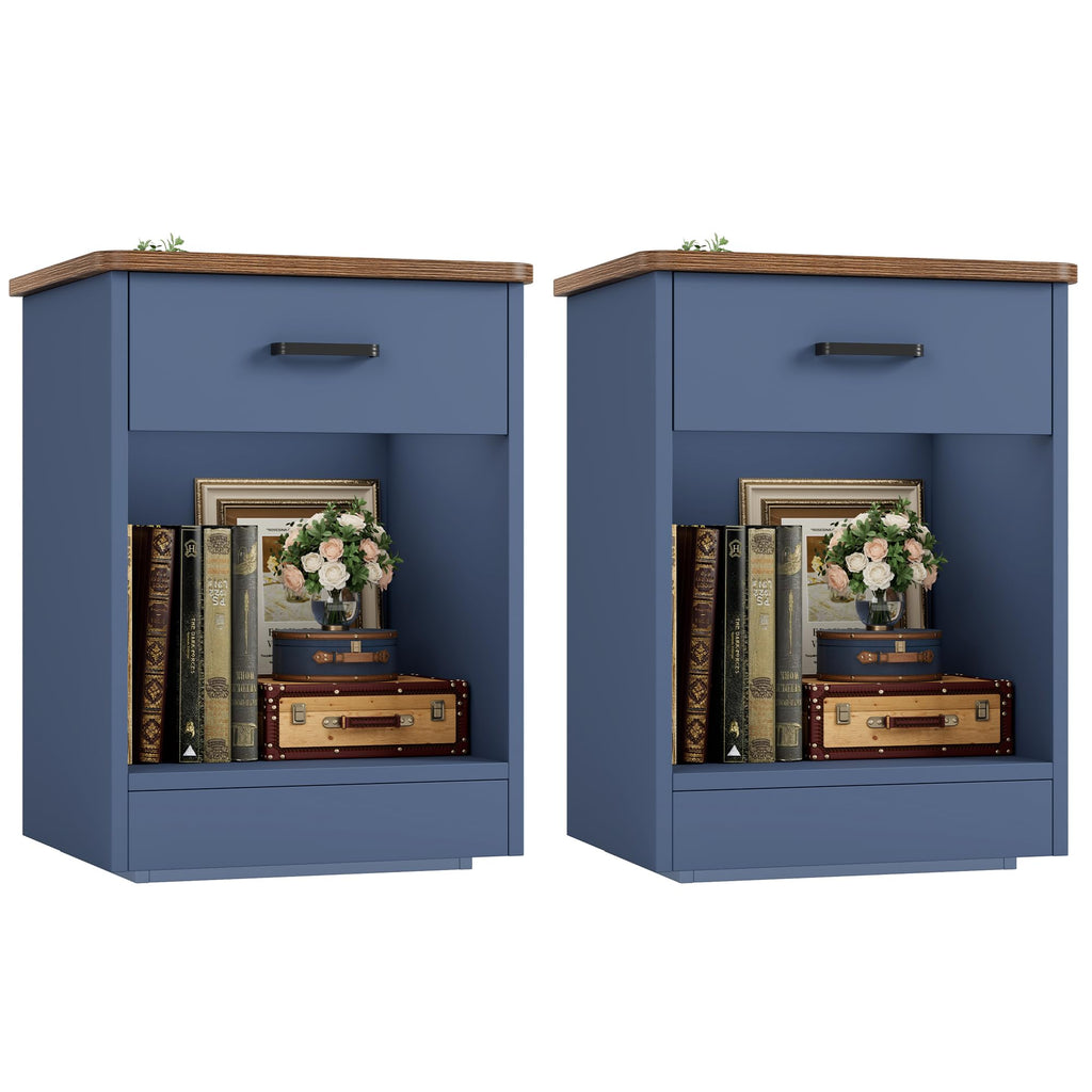 Nightstand Set of 2 with Drawer and Storage Shelf G710268