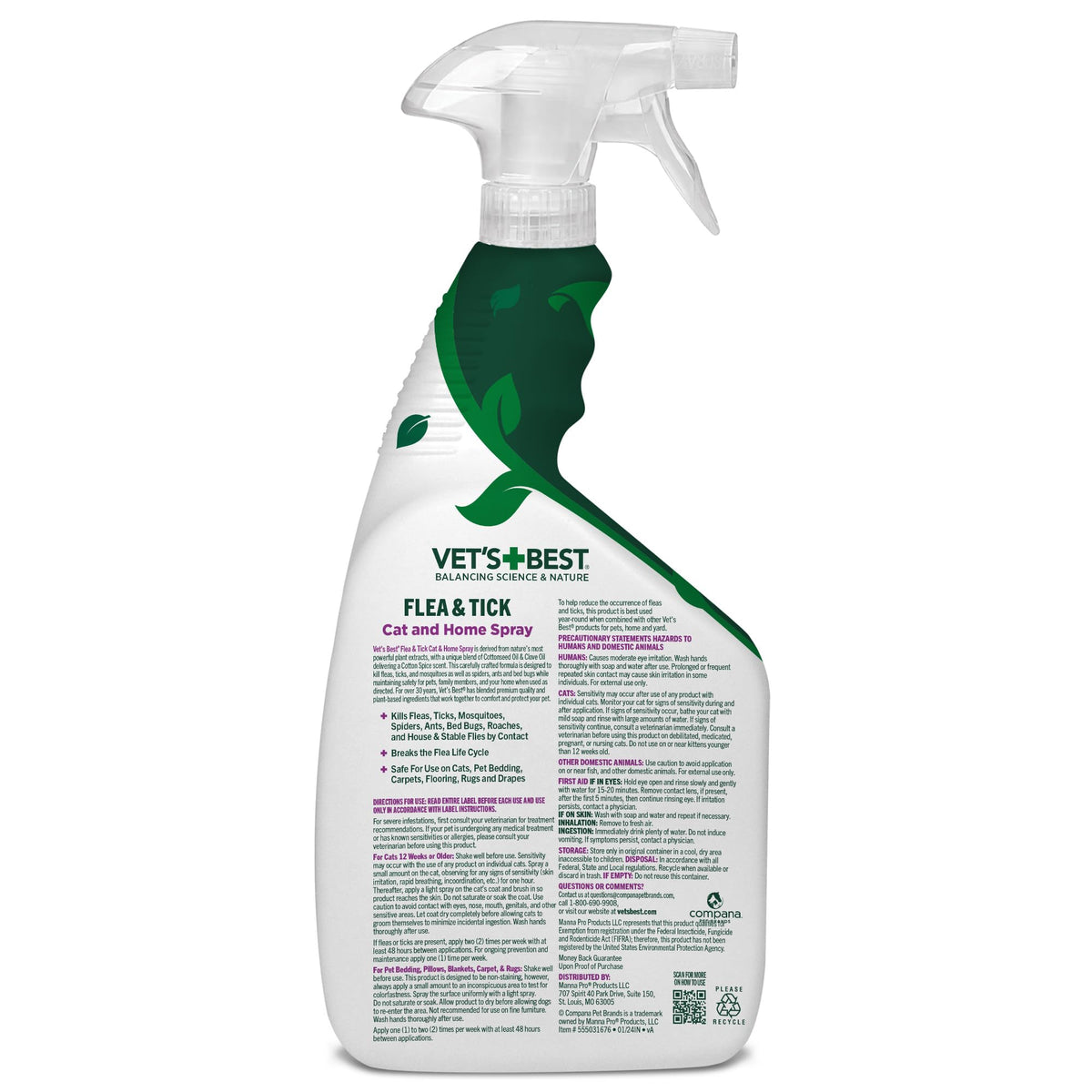 Flea & Tick Indoor Home Spray for Cats 32 oz P15298
