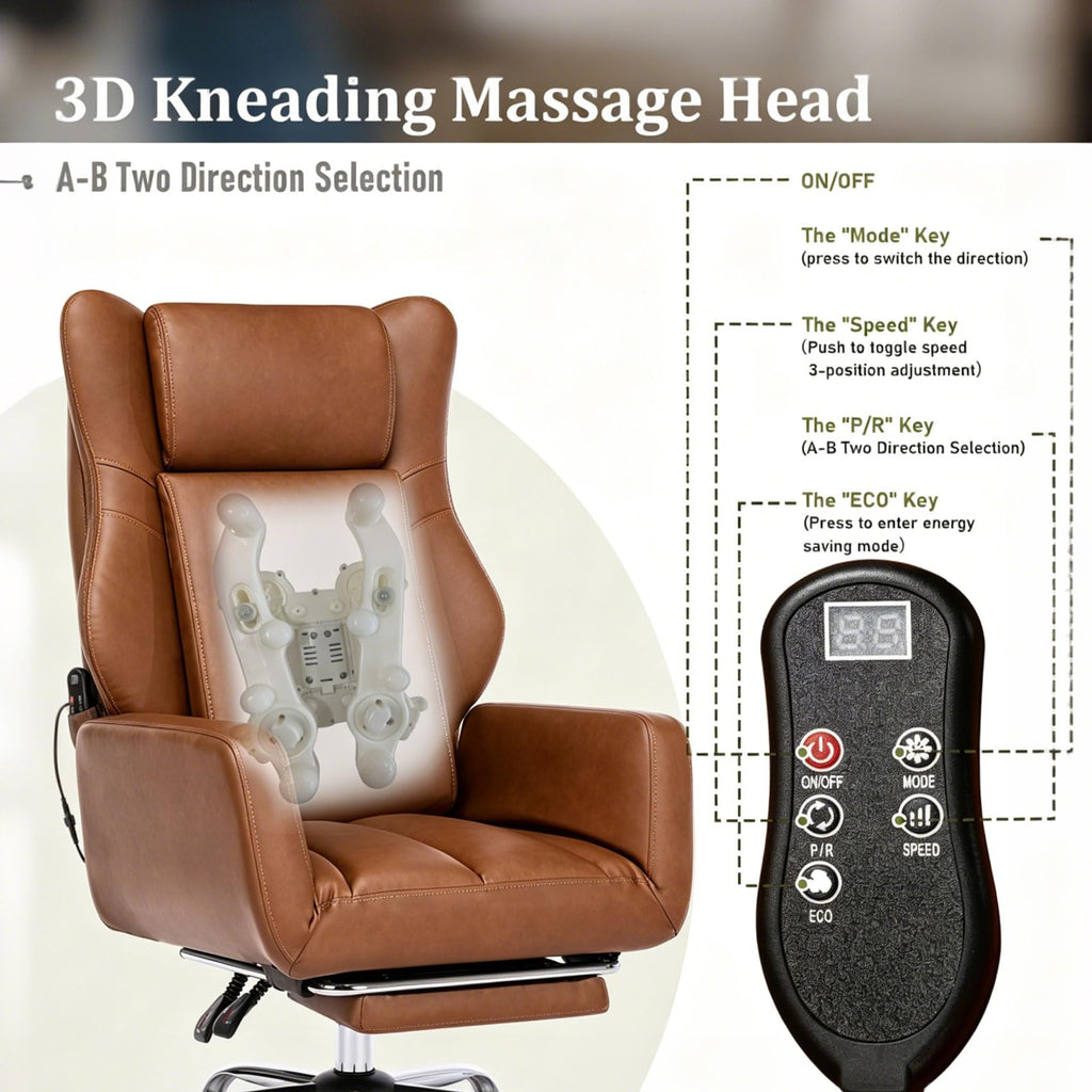 Brown Faux Leather Massage Office Chair N70511