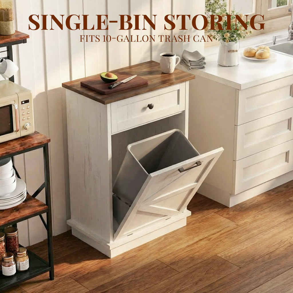 10 Gallon Tilt Out Trash Cabinet with Storage Drawer Z6406