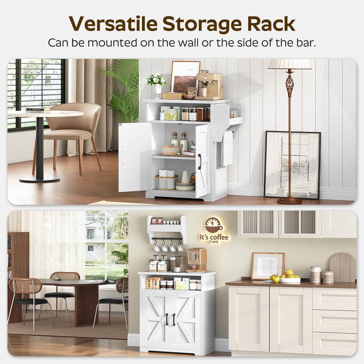 White Coffee Bar Cabinet with Storage E216988
