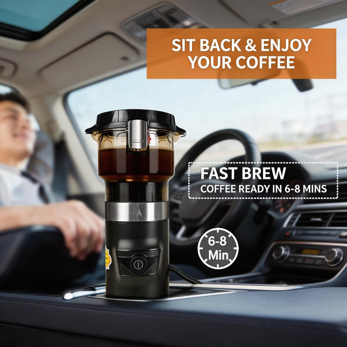 12V Portable Single Serve Car Coffee Maker with Reusable Filter D806
