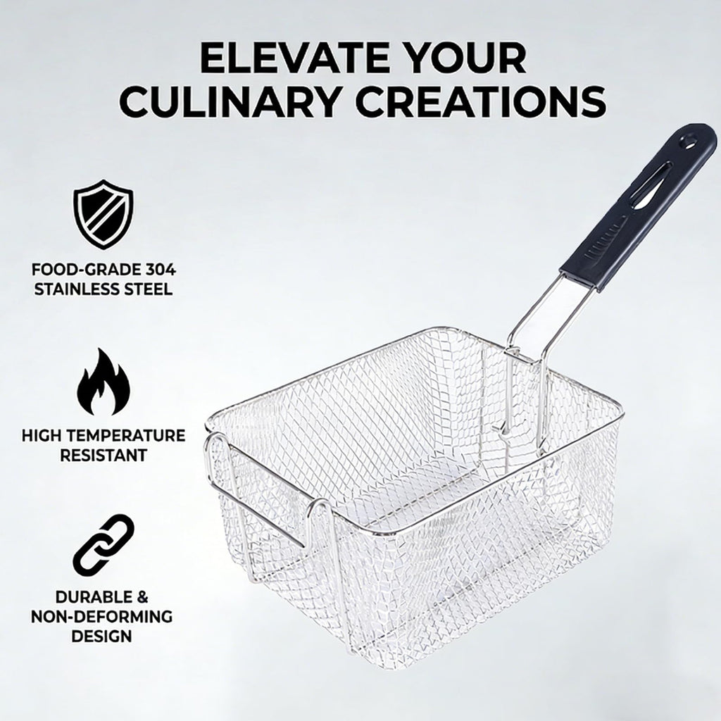 Stainless Steel Fry Basket with Detachable Handle W400066