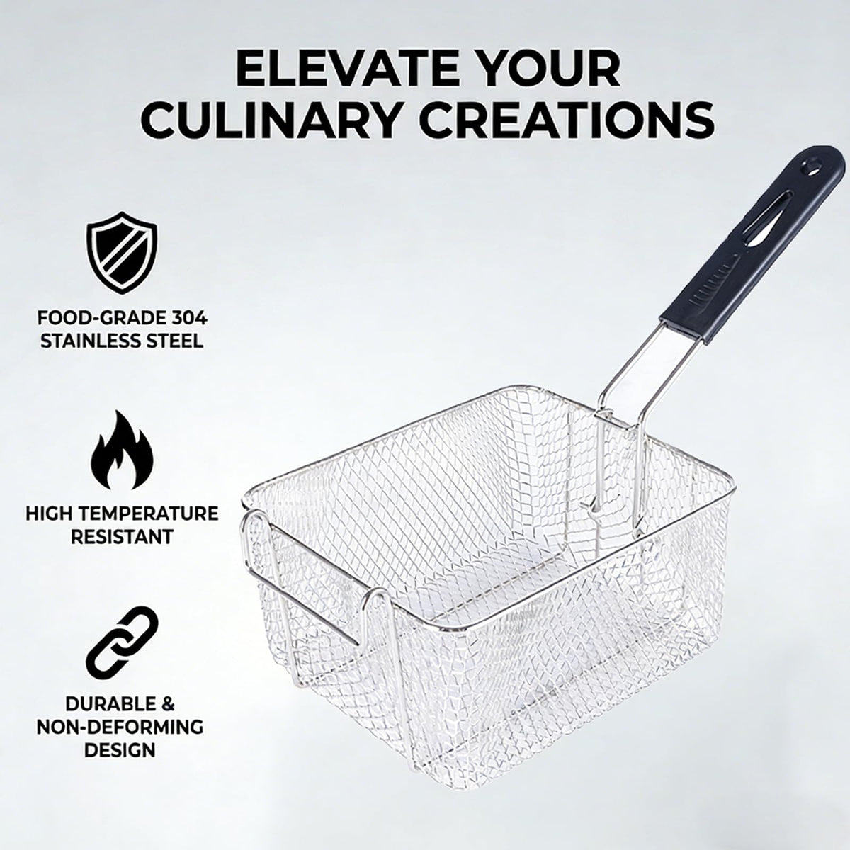 Stainless Steel Fry Basket with Detachable Handle W400066