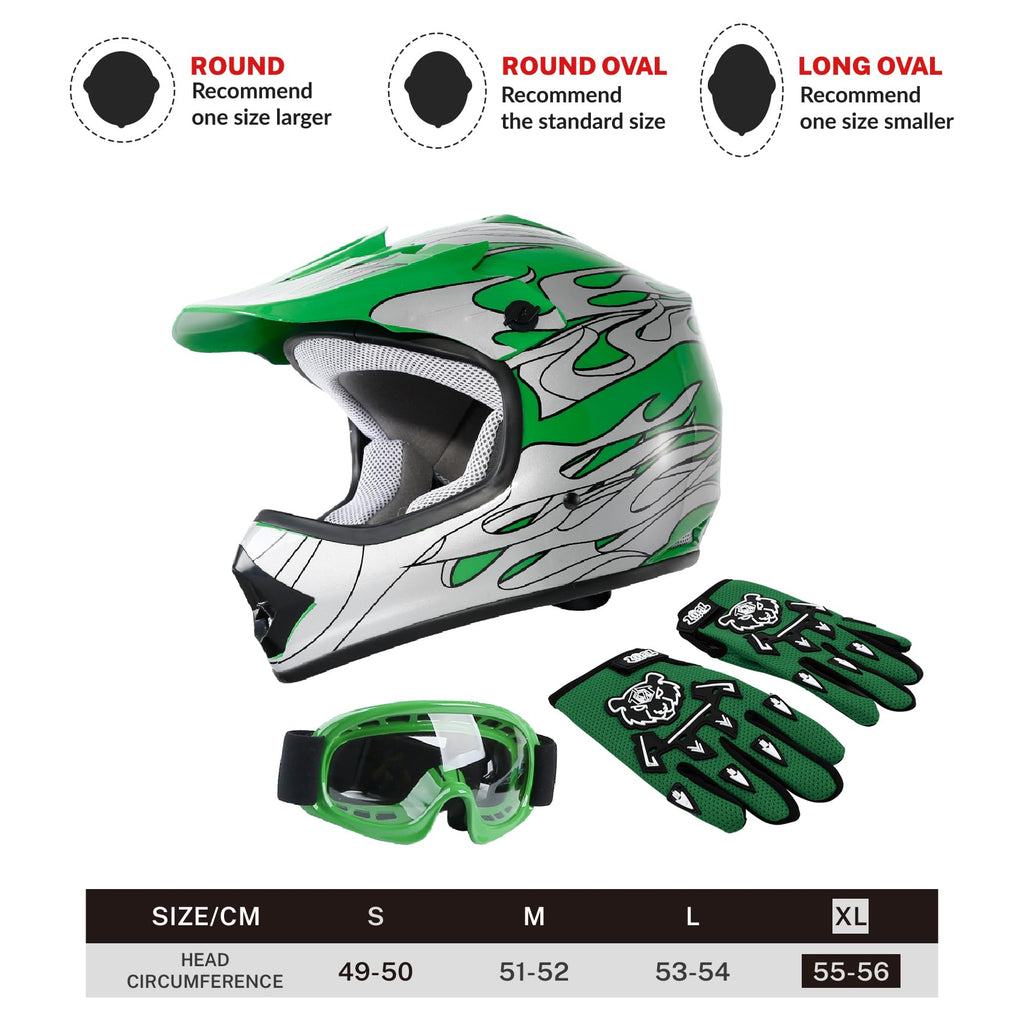Youth Kids Motocross Helmet with Goggles and Gloves N9199