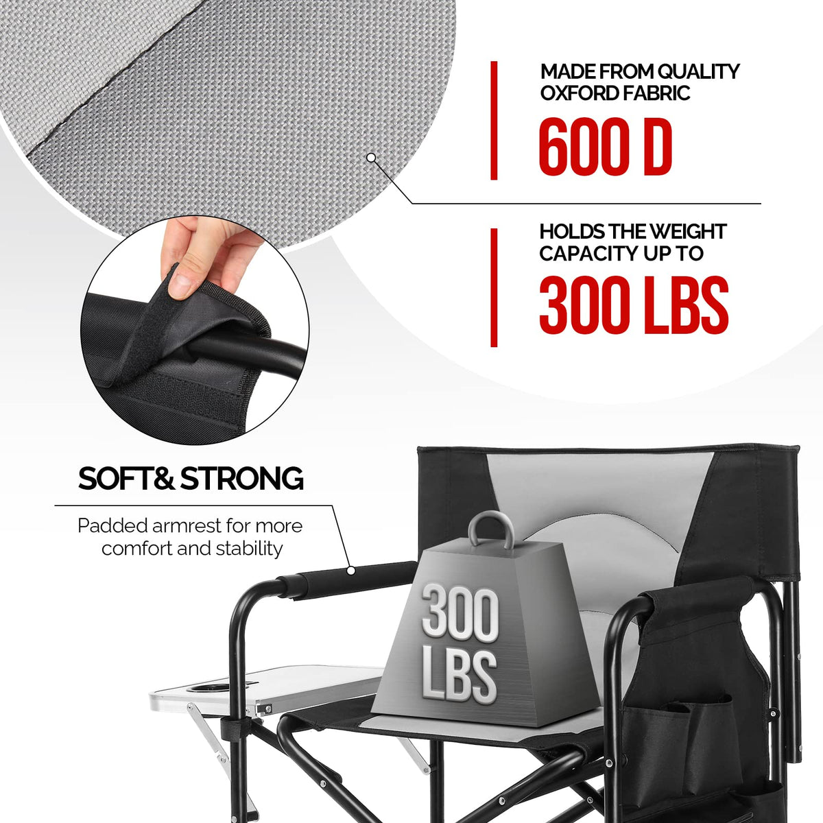 Extra Tall Portable Folding Makeup Artist Chair with Side Table B4595