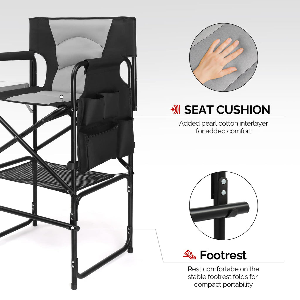 Extra Tall Portable Folding Makeup Artist Chair with Side Table B4595