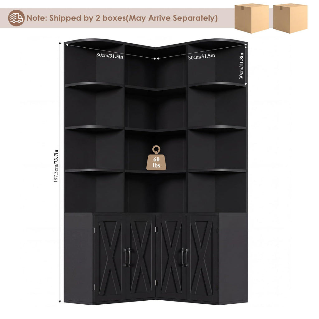 Black Bookshelf with Doors W262
