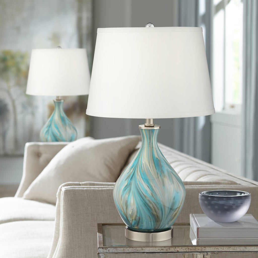 22" Art Glass Table Lamps Set of 2 D60726