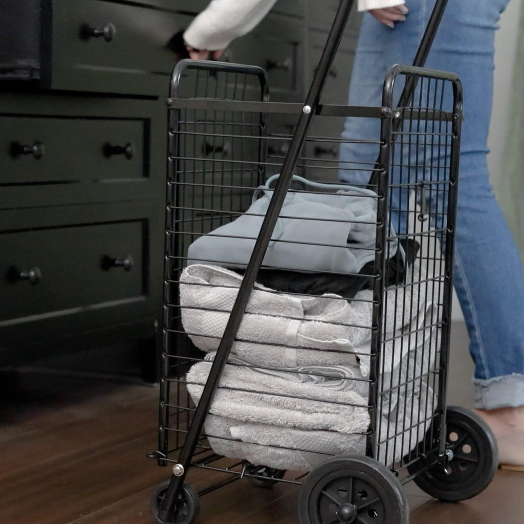 Black Foldable Utility Cart with Wheels P612486