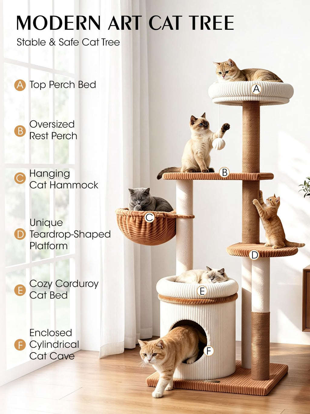 52" Corduroy Cat Tree Tower E17969